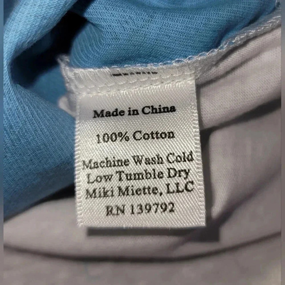 NWT Miki Miette Blue Leaf Pattern T Shirt Size 6 Months - Picture 5 of 6